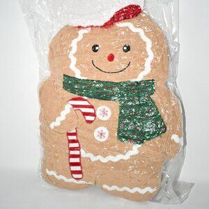 Lanpn Christmas Gingerbread Man Pillow – Soft Fleece Throw Cushion, 20.5" x 13.5